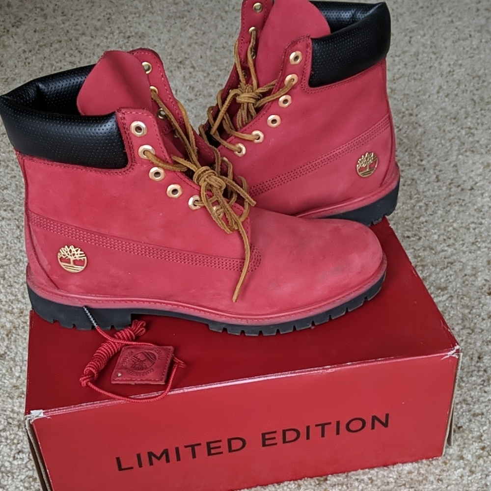 Limited edition red suede Timberland boots